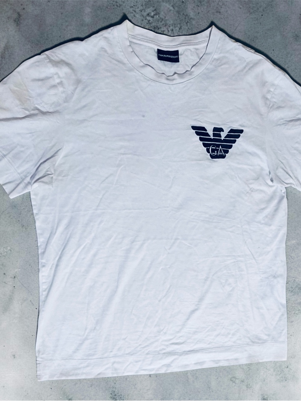 Emporio Armani White T-Shirt with Navy Eagle Logo